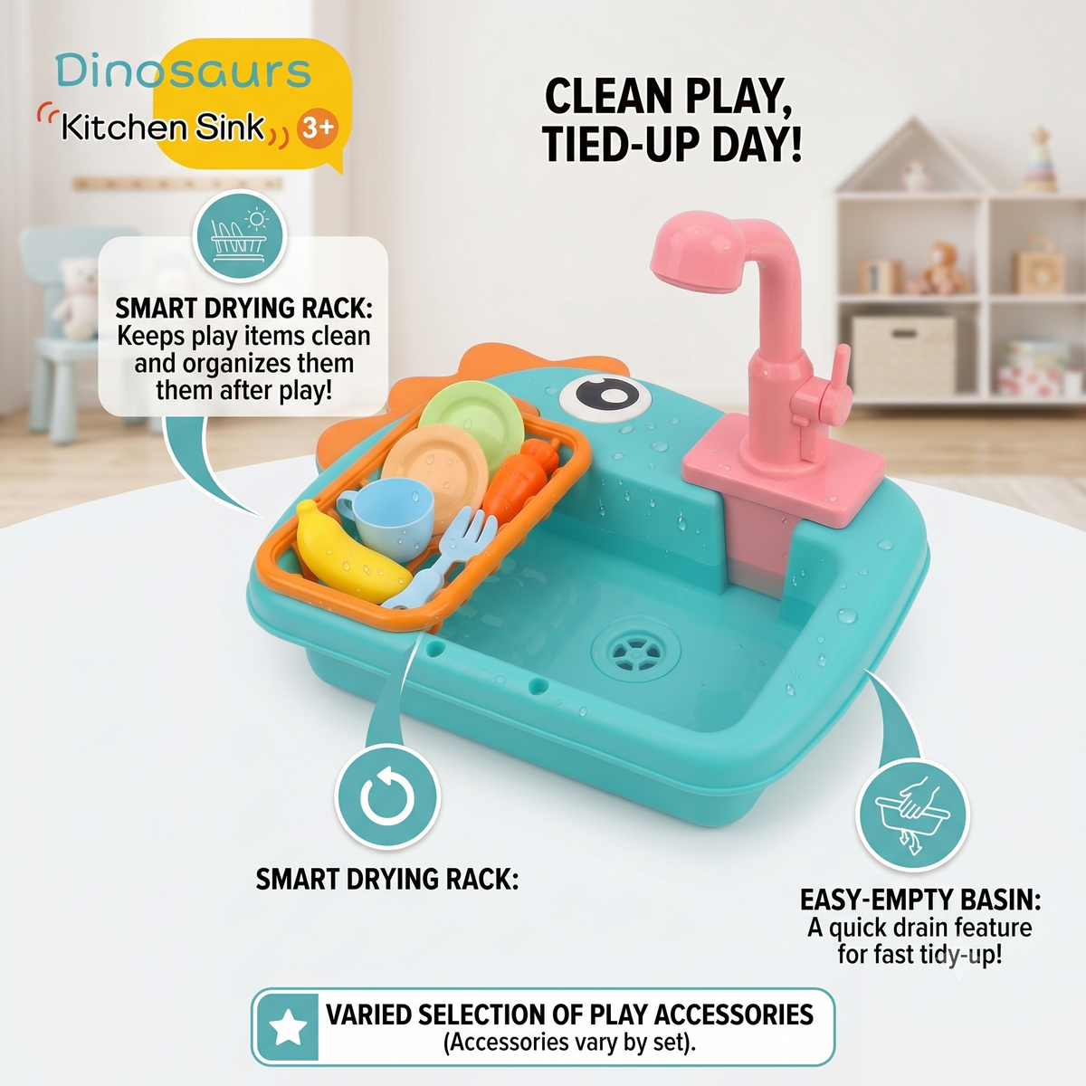 Dinosaur Kitchen Sink Toy - Electric Pump